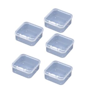 5 pcs clear plastic jewelry storage containers, mini square box empty case with lid jewelry boxes jewelry accessories for earplugs, jewelry, hardware or other small crafts