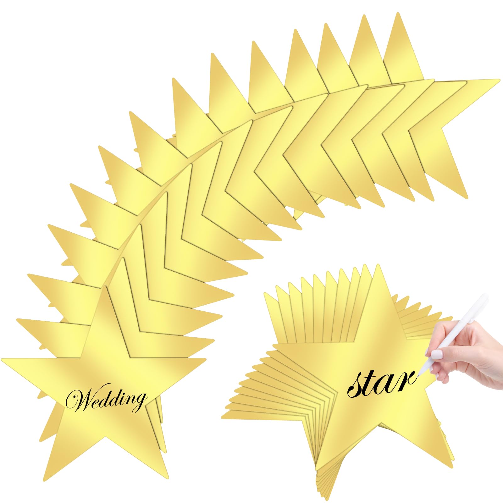 Gold Star Cutouts 11 Inch Double Printed Large Paper Stars Decorations for Wedding Party Classroom Supplies, 40 Pieces