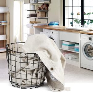 RXMORI Iron Wire Laundry Hamper, Nusery Storage Basket Bin, Bathroom Iron Dirty Clothes Laundry Basket Storage Holder Organizer, Laundry Sorter Clothes Basket Organizer