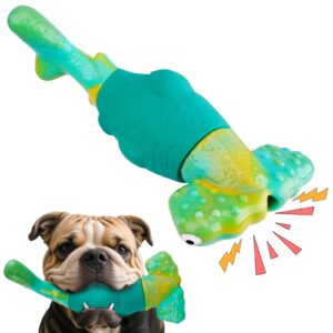 bikiisen dog toys for aggressive chewers, interactive dog chew toys for large dogs, indestructible squeaky dog toys to keep them busy, tough dog toys for medium/large breed dogs (green)