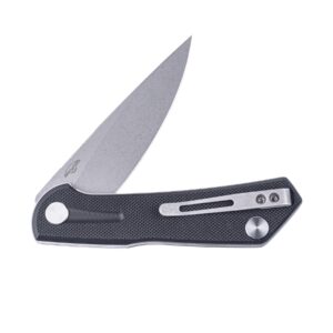 Real Steel VALORE liner lock flipper Pocket Knife - Nitro-V Steel, ball bearing , G10 Handle,Two-Bolt Design Language of Poltergeist Works - Perfect for Camping, Hiking, EDC Cutting Tasks (Black G10/Stonewash)