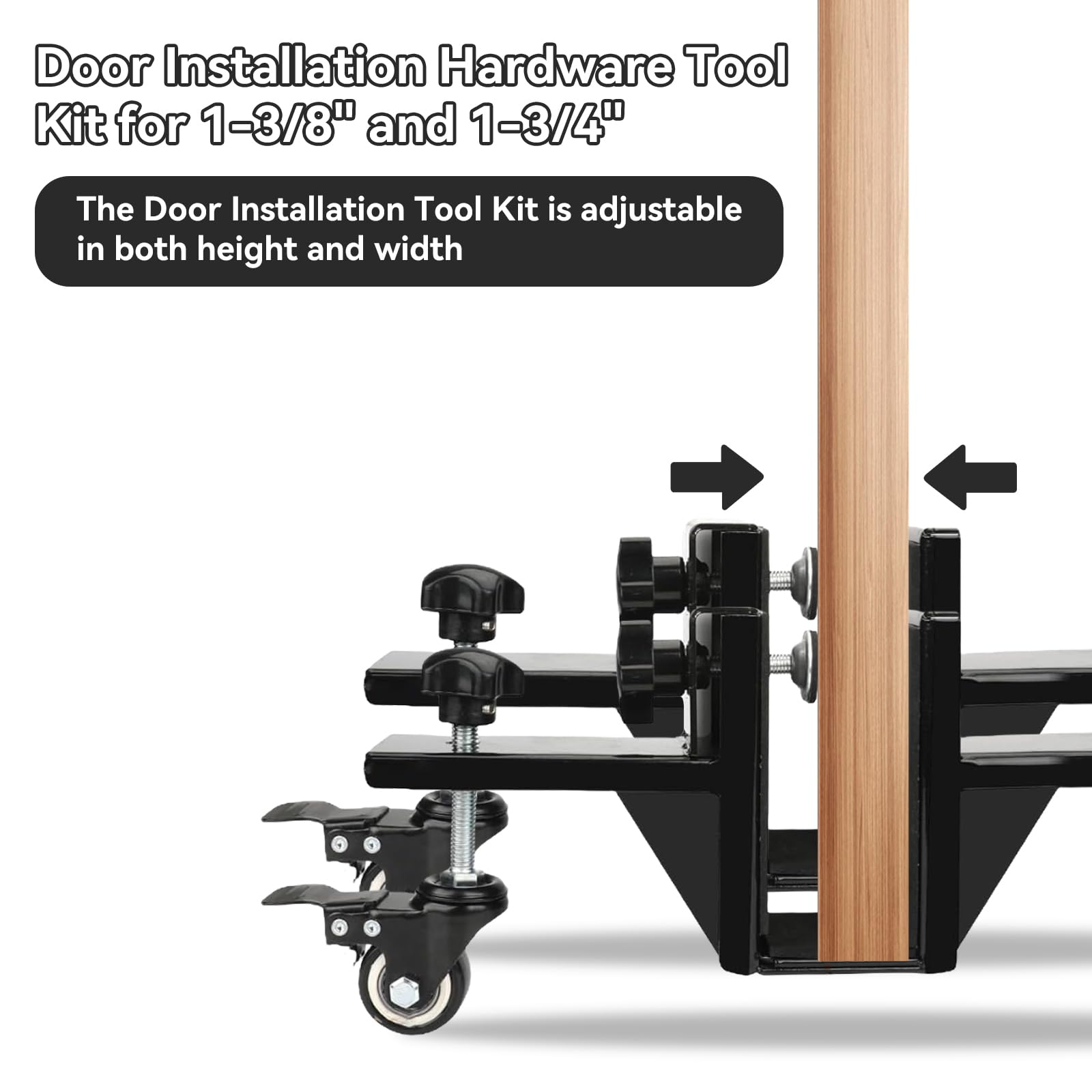 2 Pcs Door Installation Kit with 360°Swivel Wheels for 1-3/8" and 1-3/4" Pre-Hung, Slab, Stainless Steel Installation Tool Kit for Commercial & Residential Use