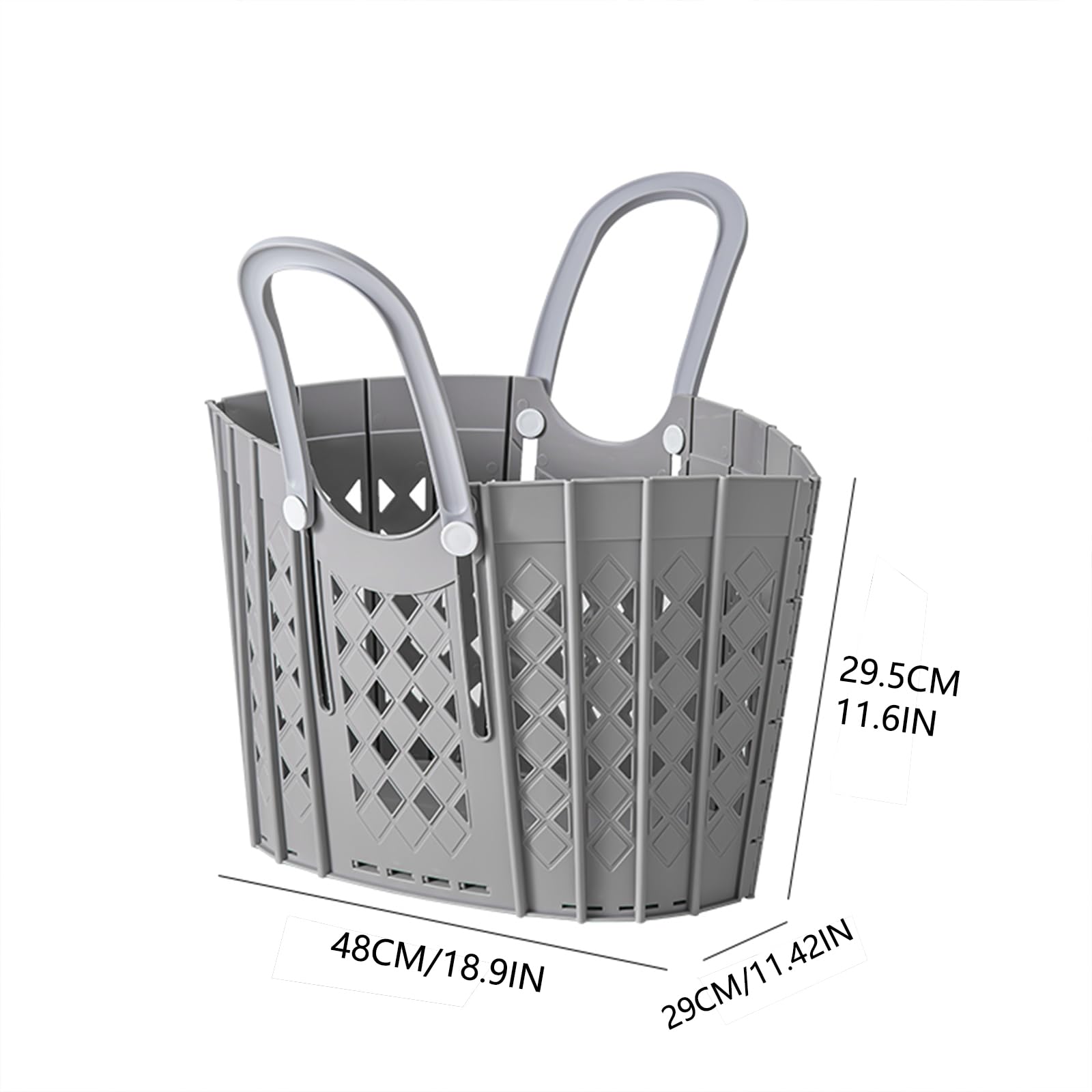 Laundry Basket Collapsible Plastic Portable Hamper, Waterproof Storage for Dirty Clothes Bedroom Round Bin with Handle (Basket-gray)