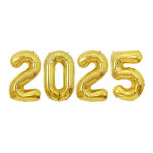 16 inch 2025 balloons, 2025 foil number balloons for 2025 new year eve festival party supplies graduation decorations, gold