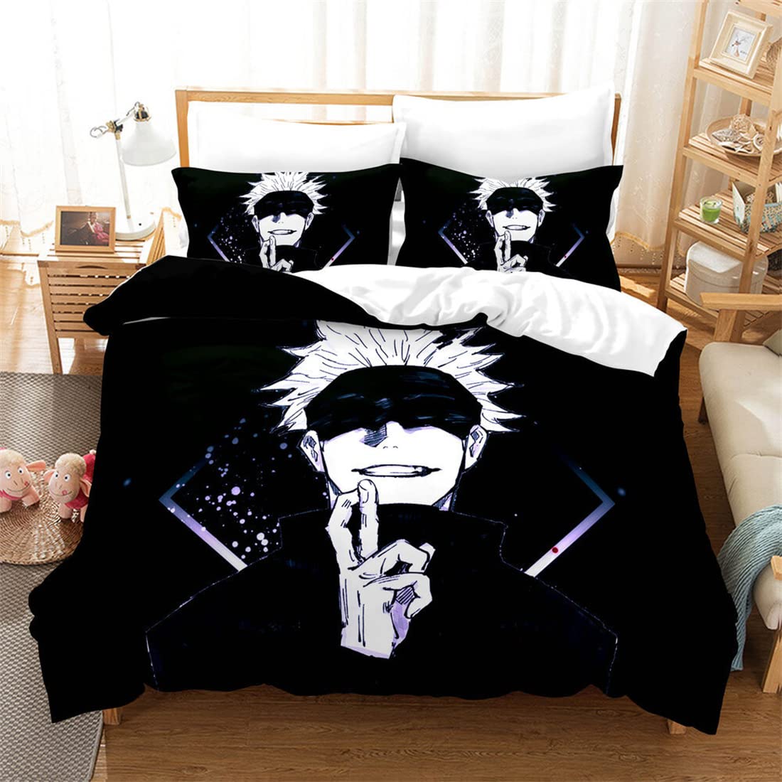 DAIRUINI Japan Anime Bedding Sets Jujutsu Kaisen Duvet Cover Single Double Queen King Bed Linen Sets Boys Bedclothes No Sheet,DA-248,Full:79"x90"/200 * 229cm