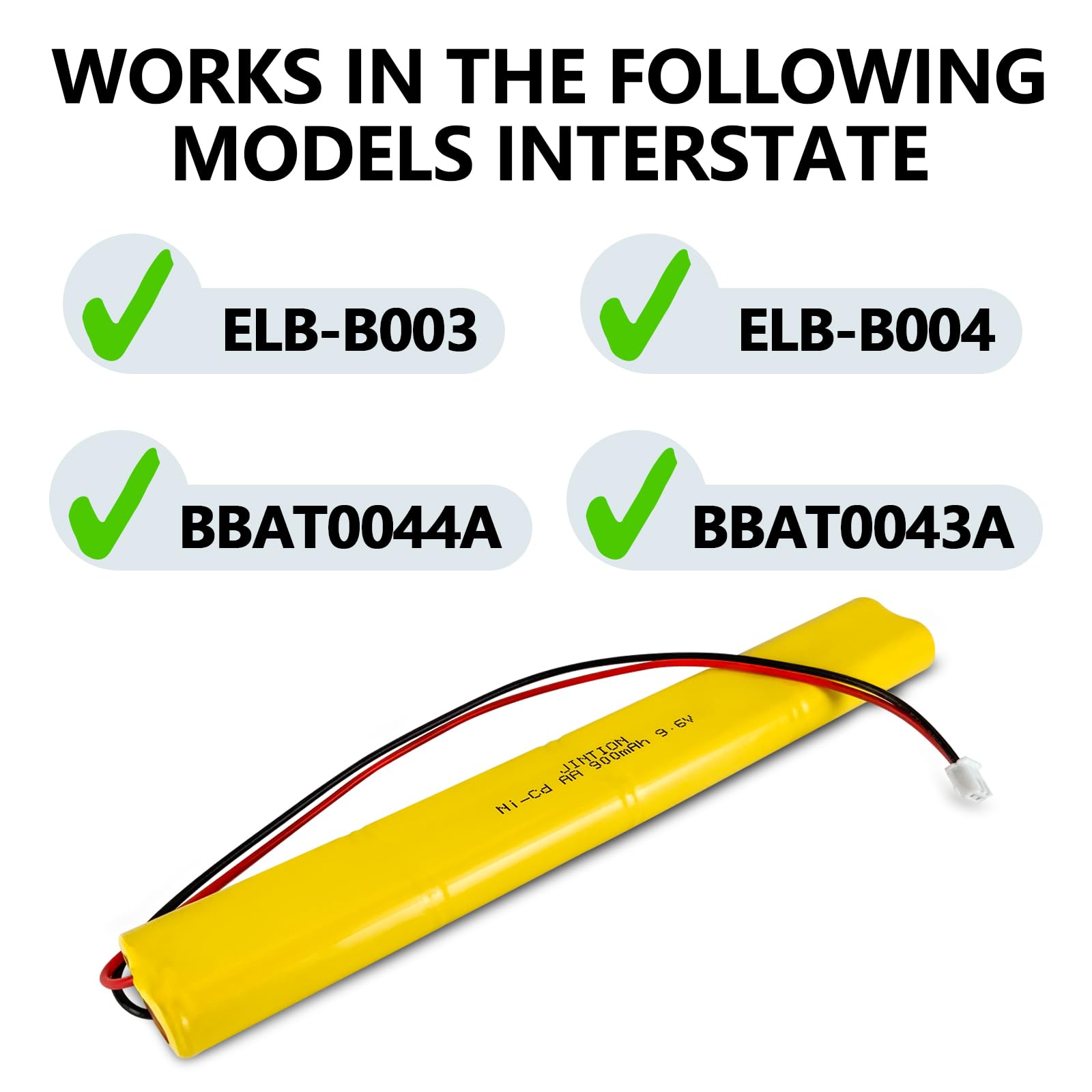 JINTION 9.6V 900mAh Rechargeable AA NiCD Batteries Replacement Battery for AA 900mAh Emergency/Exit Light/Fire Exit Sign