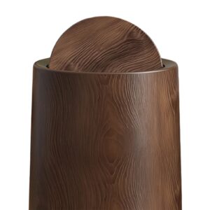 Fenteer Bathroom Trash Can Garbage Container with Swing Lid, Imitation Wood Grain Removable Inner Household Trash Bin for Kitchen/Bedroom/Living Room, Style A 25cmx31cm(L)