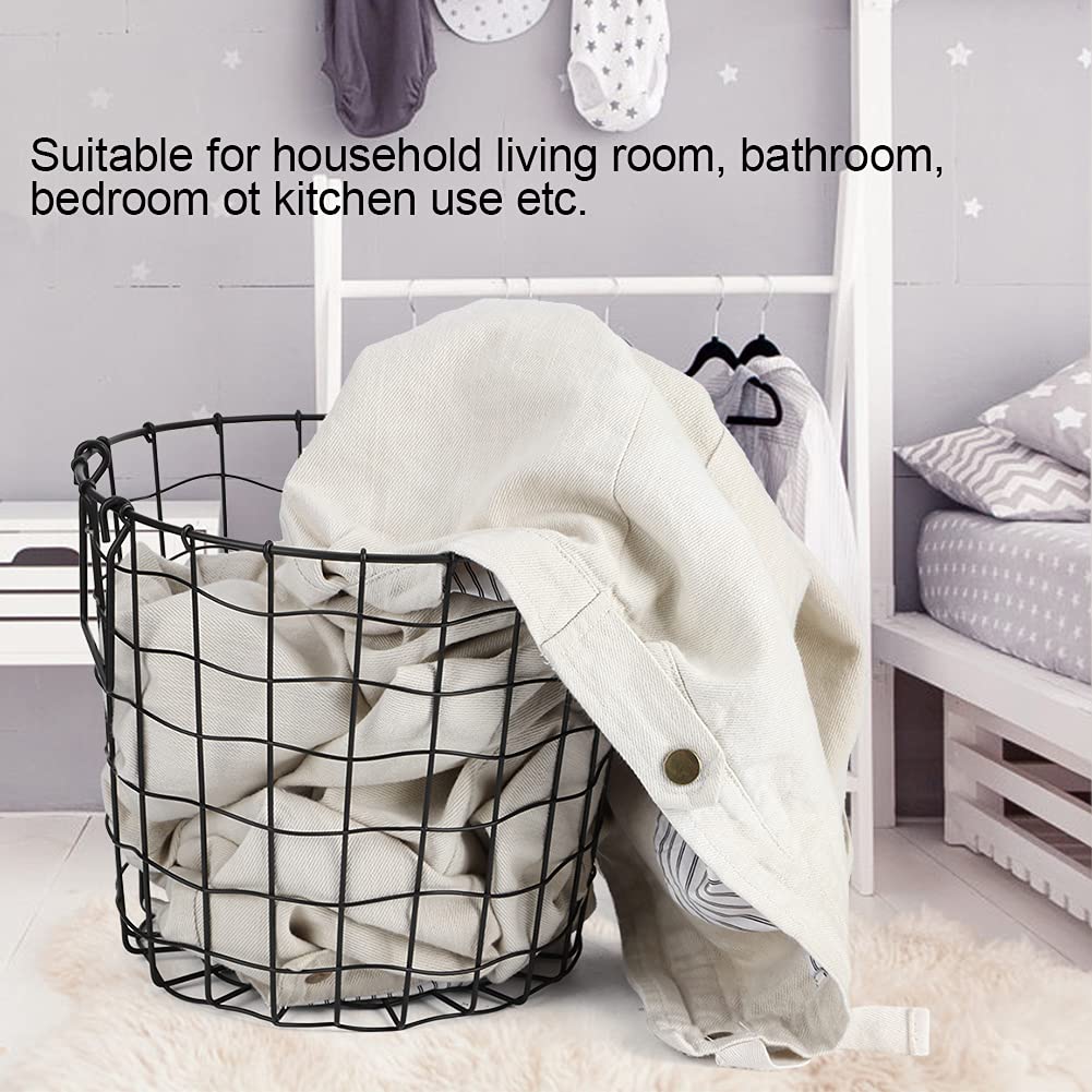 RXMORI Iron Wire Laundry Hamper, Nusery Storage Basket Bin, Bathroom Iron Dirty Clothes Laundry Basket Storage Holder Organizer, Laundry Sorter Clothes Basket Organizer