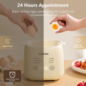 Rapid Egg Cooker, 6 in 1 Egg Cooker for Hard Boiled Eggs, Soft Boiled, Egg Custard, Electric Egg Boiler with Auto Shut Off and Beep Alarm, Smart Egg Maker for Home, Kitchen, Dorm, No BPA