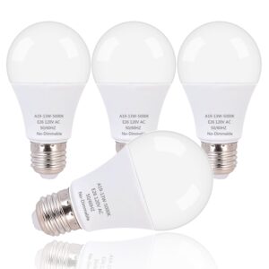 a19 led light bulb,120 watt equivalent led bulbs, daylight white 5000k, 1600 lumens, e26 standard base, non-dimmable, 13w bright led bulbs, frosted,4 count (pack of 1)