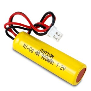 JINTION 1.2V 900mAh Rechargeable AA NiCD Batteries Replacement Battery for AA 900mAh Emergency/Exit Light/Fire Exit Sign, 2 Pack