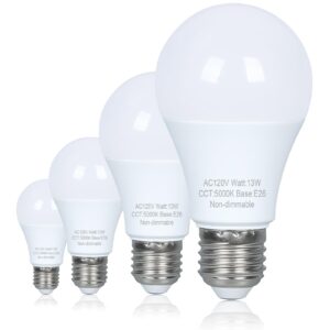 marxlait 4 pack led light bulbs 100 watt equivalent, efficient 13w, daylight white 5000k, e26 medium base, a19 standard light bulbs, 120v, non-dimmable