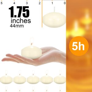 Treela 80 Pcs 1.73 Inch Unscented Floating Candles, Dripless Tealight Candles Home Decorations, Cute and Elegant Burning Candles for Wedding Vases Centerpieces Party Accessories (Ivory)