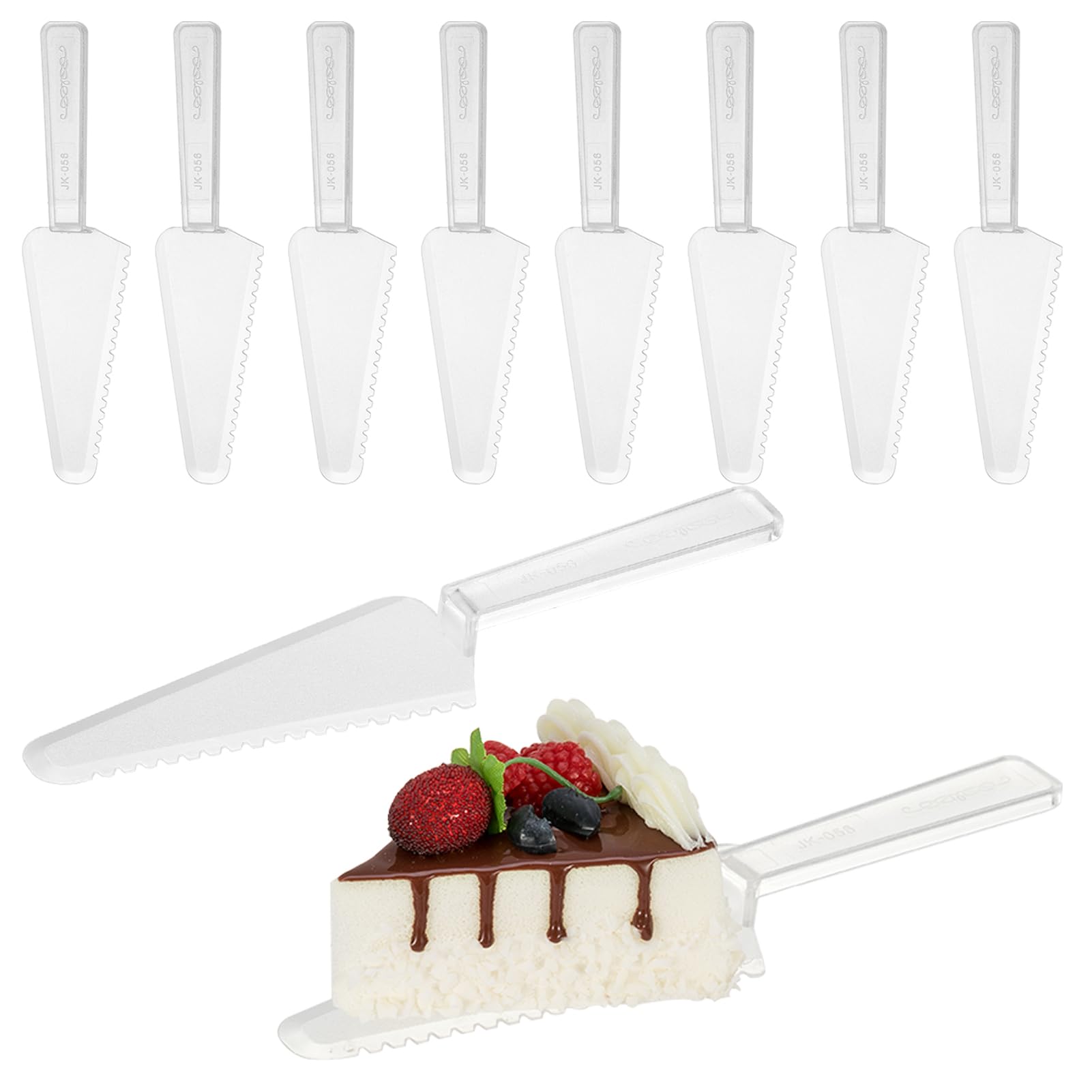 50PCS Disposable Cake and Pie Servers, Clear Cake Cutter Plastic Cake Cutting Spatula Pie Tart Pizza Slicer Pastry Servers for Kitchen Party Serving Utensils, 9 x 2.4 Inch