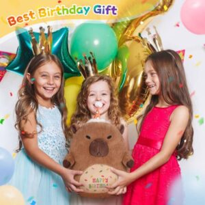 SuzziPals 17" Happy Birthday Capybara Plush Pillows, Squish Capybara Stuffed Animals, Stuffed Capybara Birthday Gifts for Girls & Boys, Capybara Plushies Couch Pillows for Decor, Cute Capybara Gifts