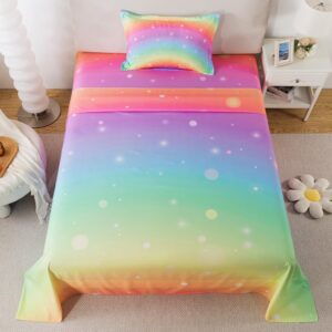 ADASMILE A & S Rainbow Sheets Twin for Girls Rainbow Sheet Set Tie Dye Sheets Colorful Rainbow Bed Sheet for Kids Glitter Girly Rainbow Bedding Set 1 Fitted Sheet 1 Flat Sheet 1 Pillowcase Home Decor