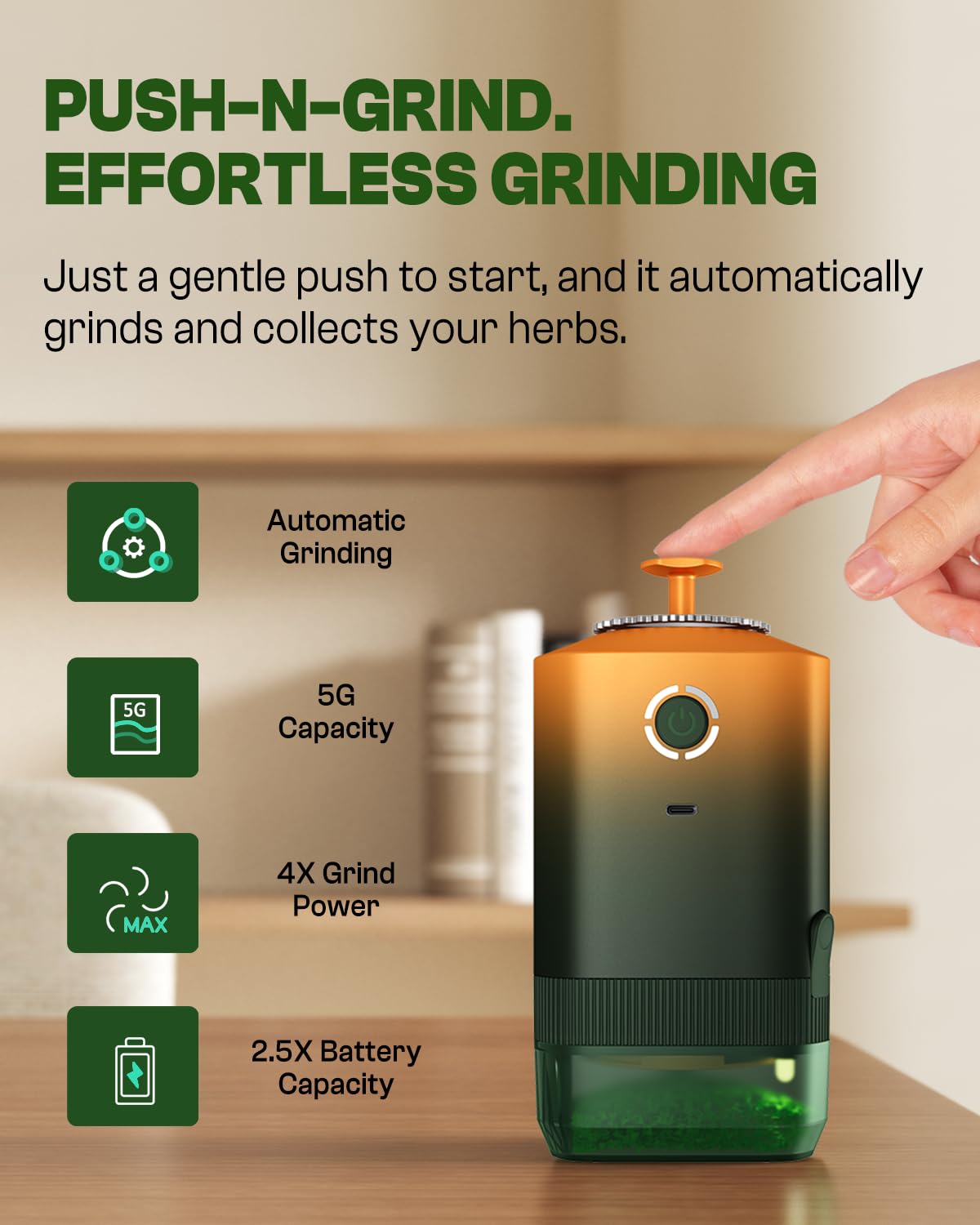 K5 Electric Kitchen Grinder Battery Powered Automatic Portable Spice Mill For Grinding - Holds up to 5 Gram