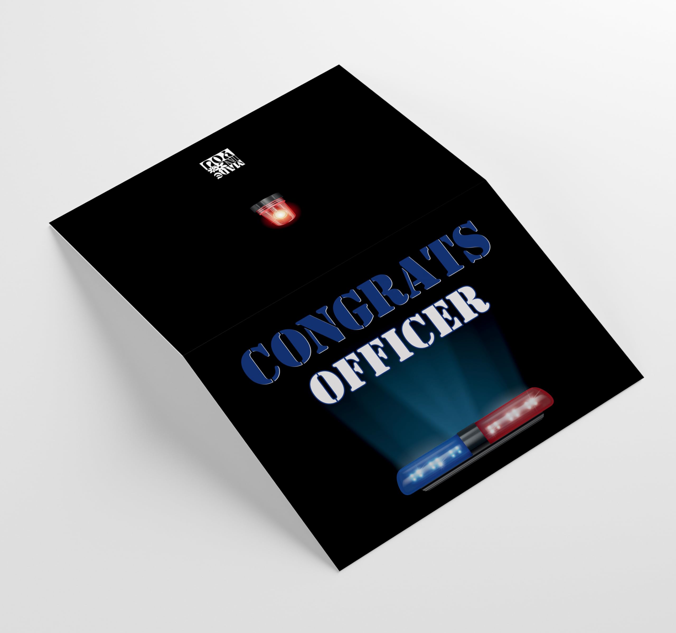 M Market On Mainstreet Graduation Cards w/Premium 32lb White Envelope, Peel and Seal Envelope, Made in the USA by Small Business (Police Academy Graduation)