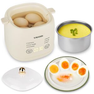 rapid egg cooker, 6 in 1 egg cooker for hard boiled eggs, soft boiled, egg custard, electric egg boiler with auto shut off and beep alarm, smart egg maker for home, kitchen, dorm, no bpa