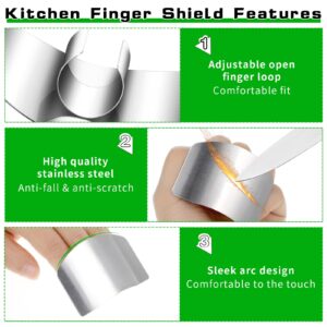 Andibro 4PCS Stainless Steel Finger Shield, Knife Finger Guards for Cutting Food and Vegetables Stainless Steel Finger Protector Safe Chopping Tools for Slicing Dicing Chopping