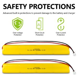 JINTION 9.6V 900mAh Rechargeable AA NiCD Batteries Replacement Battery for AA 900mAh Emergency/Exit Light/Fire Exit Sign