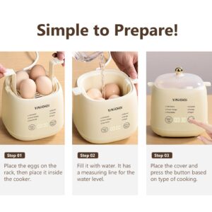 Rapid Egg Cooker, 6 in 1 Egg Cooker for Hard Boiled Eggs, Soft Boiled, Egg Custard, Electric Egg Boiler with Auto Shut Off and Beep Alarm, Smart Egg Maker for Home, Kitchen, Dorm, No BPA