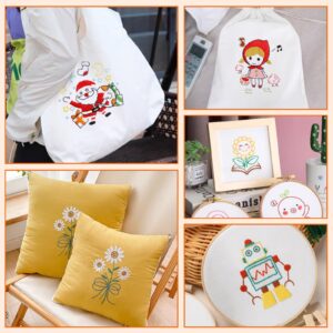 16 PCS Embroidery Fabric, Pre-Cut White Natural Cotton Embroidery Cloth Fabric, 4 Different Sizes 5.9 to 11.8inch, Embroidery Cloth Squares for Embroidery Garment Craft