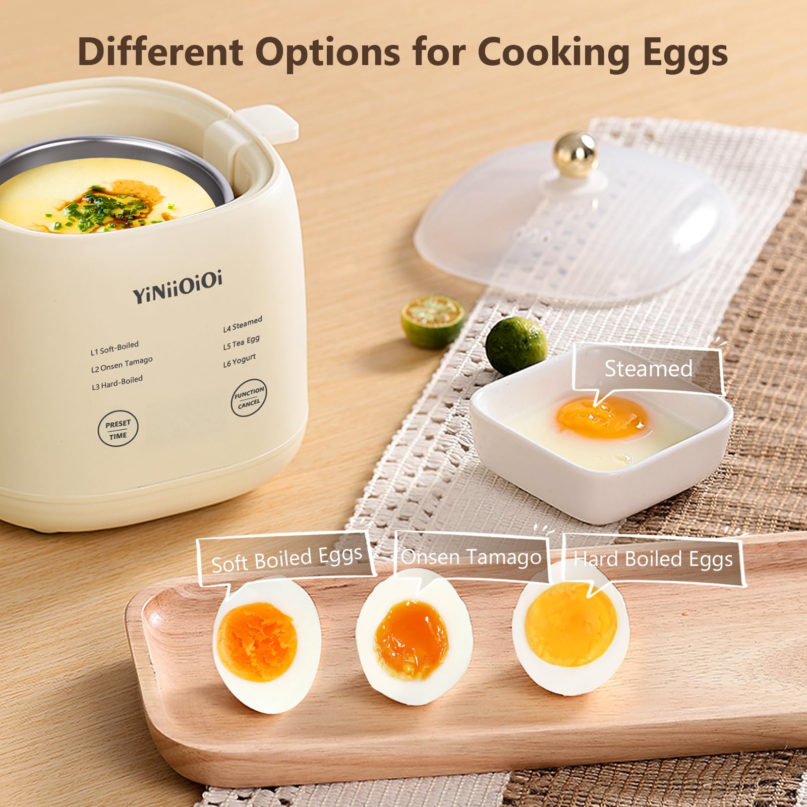 Rapid Egg Cooker, 6 in 1 Egg Cooker for Hard Boiled Eggs, Soft Boiled, Egg Custard, Electric Egg Boiler with Auto Shut Off and Beep Alarm, Smart Egg Maker for Home, Kitchen, Dorm, No BPA