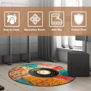 CD Shape Area Rug Teen Boys Carpet, Music Compact Disc Design and Shape for Musical Room, TV Room, Video Room, Movie Room, Boys Girls Bedroom Playroom, Living Room (5’4" / 63" / 160cm Dia)