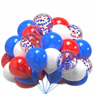 myafqsj red white and blue balloons,50pcs red and blue balloons,12in red white blue balloon,red and blue confetti usa party balloons for birthday graduation 4th of july new year party decorations