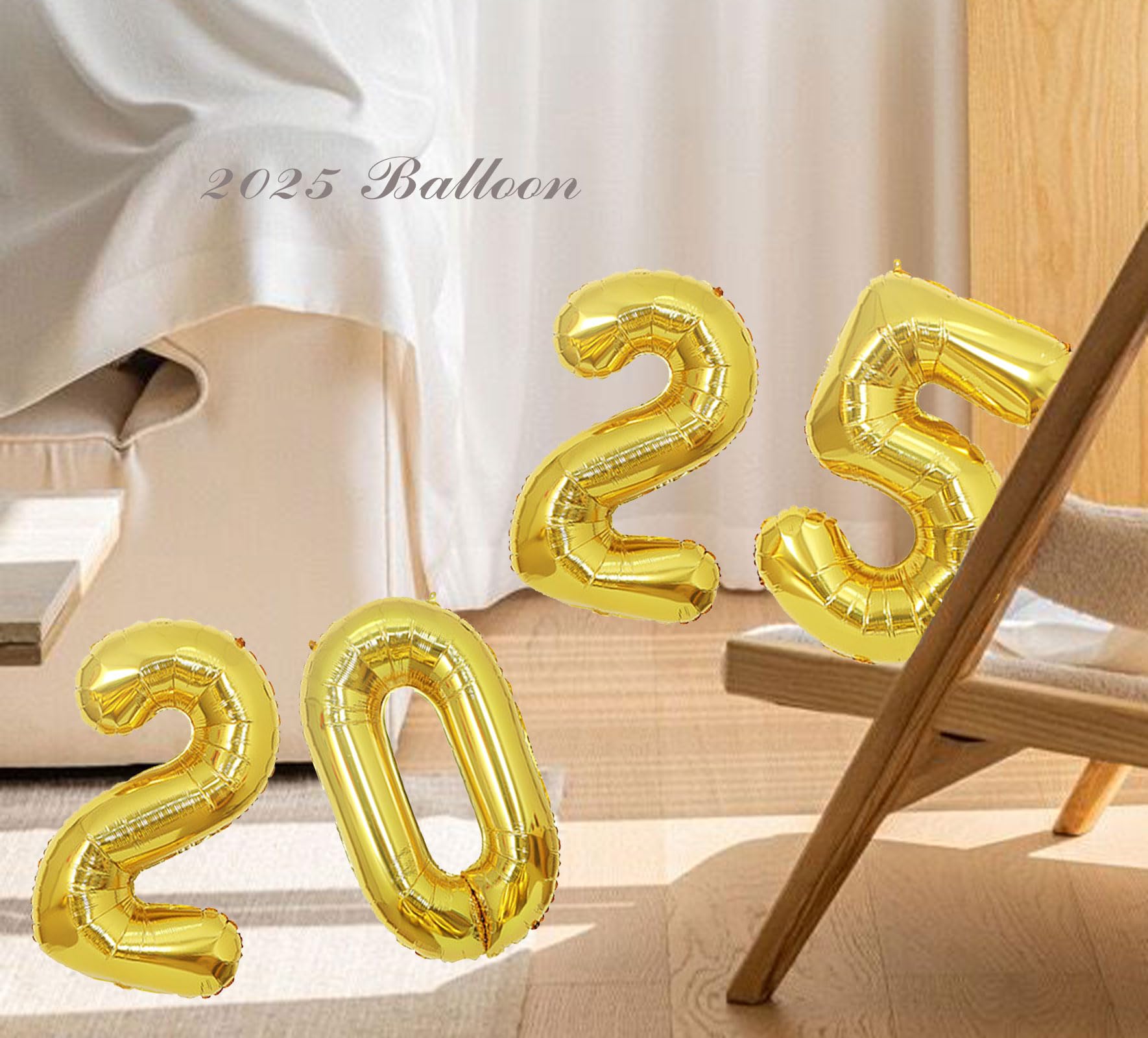 16 Inch 2025 Balloons, 2025 Foil Number Balloons for 2025 New Year Eve Festival Party Supplies Graduation Decorations, Gold