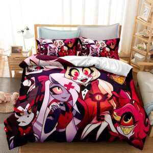 jewoss hazbin hotel 3 piece bedding set printed duvet cover set printed bed comforter cover quilt covers with pillowcases for your own bedroom no quilt(queen), style2