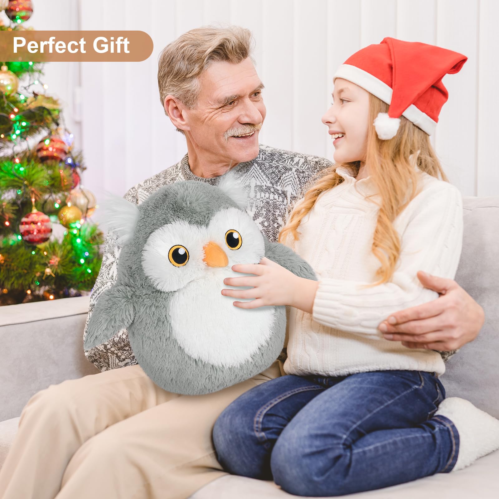 SuzziPals 13 inch Owl Plush Pillows, Cute Stuffed Animals Plush Toys, Plushies Owl Pillow for Hug, Owl Soft Toys Kawaii Decor for Kids, Owl Gifts Birthday Stuffed Animal for Kid