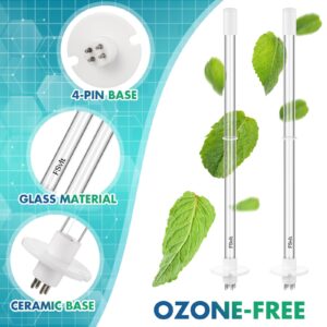 Qualirey 2 Pcs 14" UV Light Replacement Bulb 4 Pin Base UV Lamp 18W UV Light for AC 254NM UV Light 24V, 120V and 220V UV Light Bulb House UV Replacement Bulb for AC HVAC