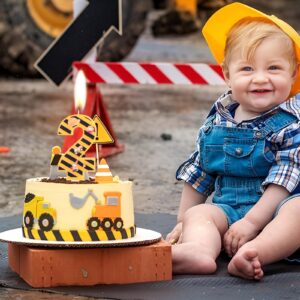 iNINGER Construction Birthday Candles,3rd Birthday Candle Yellow and Black Stripes Candle,Number 3 Candle Happy Birthday Cake Candle for Boys Construction Birthday Party Decorations Supplies