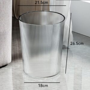 SUNFECILI Clear Trash Can,Space Saving Trash Wastebasket,Transparent Trash Can, Multipurpose Stylish Simple Round Shape Large Capacity Waste Basket for Bathroom Bedroom Kitchen Office