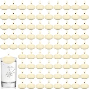 Treela 80 Pcs 1.73 Inch Unscented Floating Candles, Dripless Tealight Candles Home Decorations, Cute and Elegant Burning Candles for Wedding Vases Centerpieces Party Accessories (Ivory)