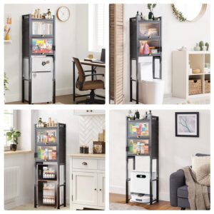 Mini Fridge Stand with Fixed Shelves, Over The Fridge Storage Organizer for Dorm, Kitchen, Office , Sturdy Metal Frame, Black, Multi Tier Shelf for Snacks, Drinks, Condiments, and Pantry Essentials