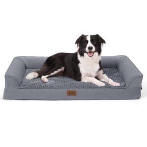 orthopedic dog bed for large dogs,washable dog sofa beds large, supportive foam pet couch bed with removable washable cover, waterproof lining and nonskid bottom,grey(l,42" l x 30" w x 7.5" th)