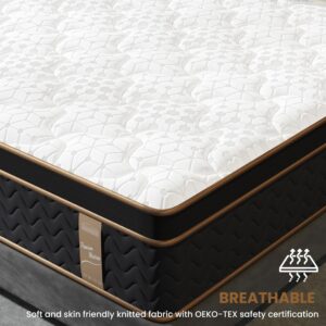 Queen Mattress, 14 Inch Hybrid Mattress with Gel Memory Foam, Fiberglass-Free Medium Firm Deluxe Mattress in a Box, Individual Pocket Spring-Motion Isolation-Edge Support, 100 Nights Trial,CertiPUR-US