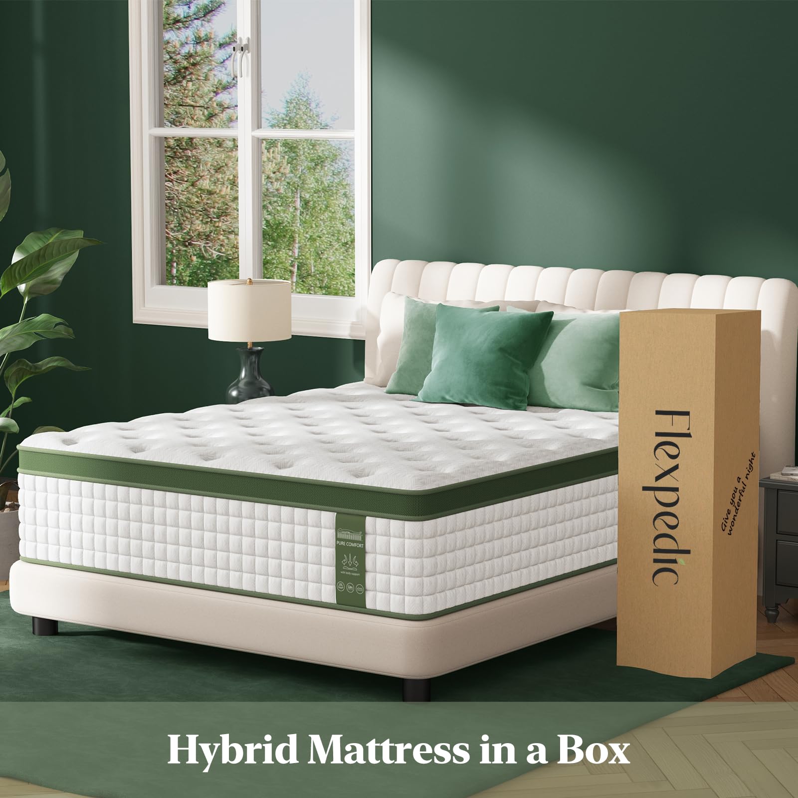 King Mattress, 12-Inch Luxury Hybrid Mattress, Fiberglass-Free Mattress in a Box with Gel-infused Memory Foam, Individual Pocket Spring for Motion Isolation-Edge Support,CertiPUR-US,10-Year Warranty