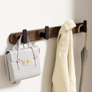 FATASTY Coat Rack Wall Mount，Solid Walnut Wall Mounted Coat Rack with 4 Heavy Duty Wall Hooks for Hanging Coats，Backpacks，Towels，etc. Coat Hooks Wall Mount for Entryway, Bathroom,etc