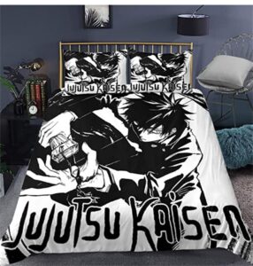 dairuini anime jujutsu kaisen bedding set japan anima gojo satoru itadori yuji bed line for kids teen duvet cover home textile bed cover set pillowcase,da-244,queen:90"x90"/229 * 229cm