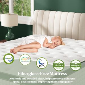 King Mattress, 12-Inch Luxury Hybrid Mattress, Fiberglass-Free Mattress in a Box with Gel-infused Memory Foam, Individual Pocket Spring for Motion Isolation-Edge Support,CertiPUR-US,10-Year Warranty