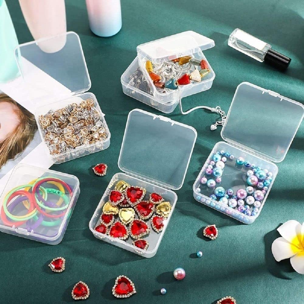 5 Pcs Clear Plastic Jewelry Storage Containers, Mini Square Box Empty Case with Lid Jewelry Boxes Jewelry Accessories for Earplugs, Jewelry, Hardware or Other Small Crafts