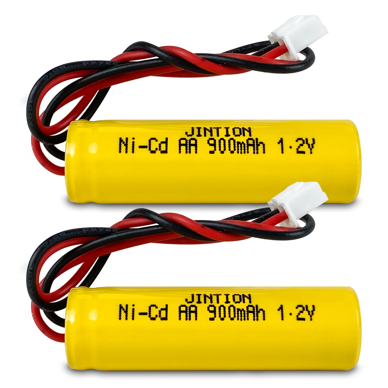 JINTION 1.2V 900mAh Rechargeable AA NiCD Batteries Replacement Battery for AA 900mAh Emergency/Exit Light/Fire Exit Sign, 2 Pack