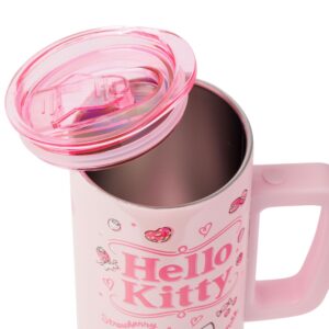 Silver Buffalo Sanrio Hello Kitty Double Wall Stainless Steel Coffee Mug with Handle Featuring Hello Kitty, 15 Ounces