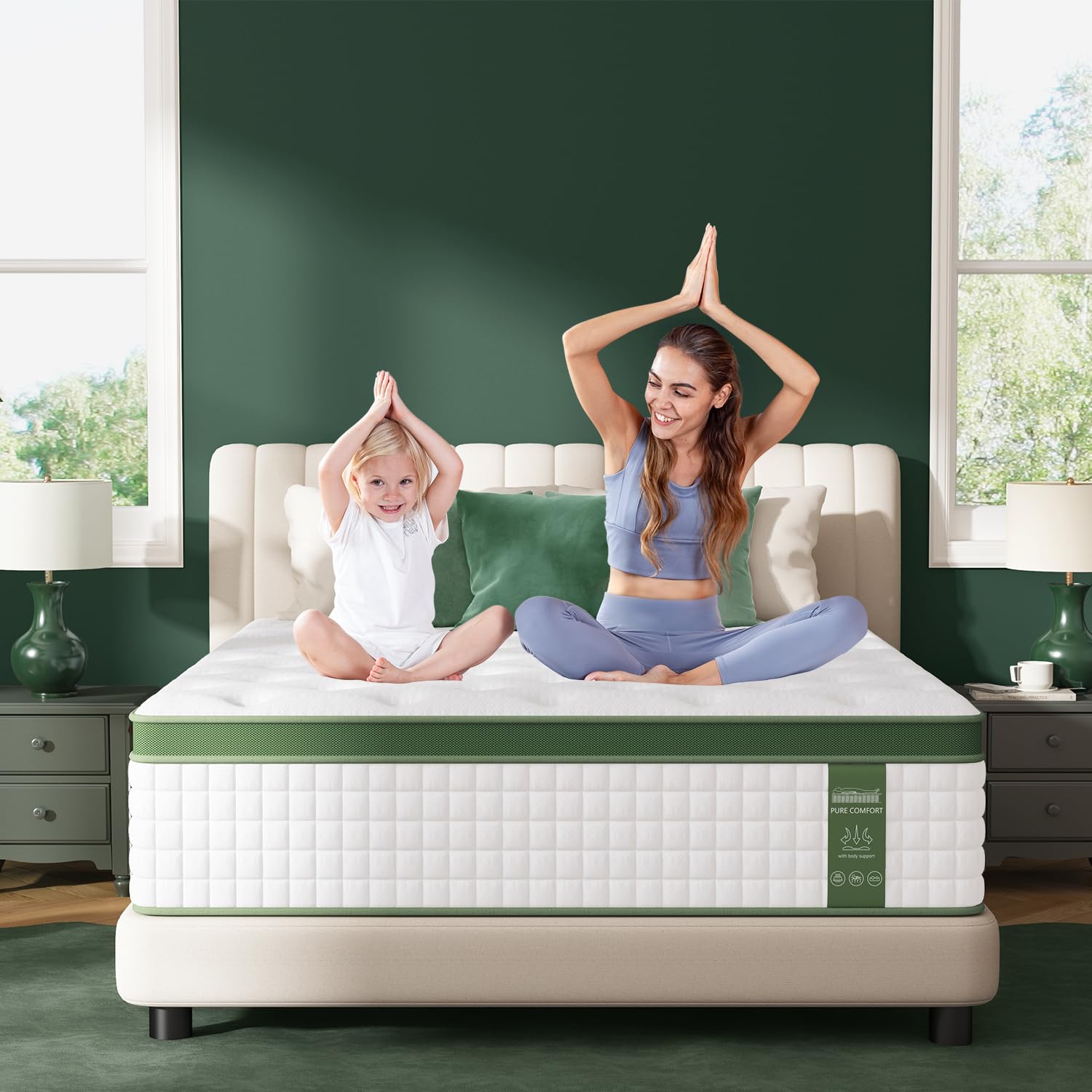 King Mattress, 12-Inch Luxury Hybrid Mattress, Fiberglass-Free Mattress in a Box with Gel-infused Memory Foam, Individual Pocket Spring for Motion Isolation-Edge Support,CertiPUR-US,10-Year Warranty