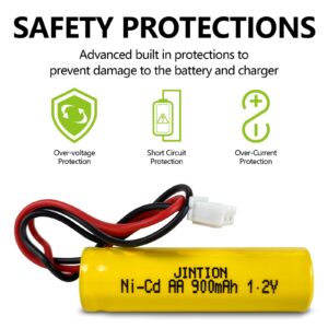 JINTION 1.2V 900mAh Rechargeable AA NiCD Batteries Replacement Battery for AA 900mAh Emergency/Exit Light/Fire Exit Sign, 2 Pack