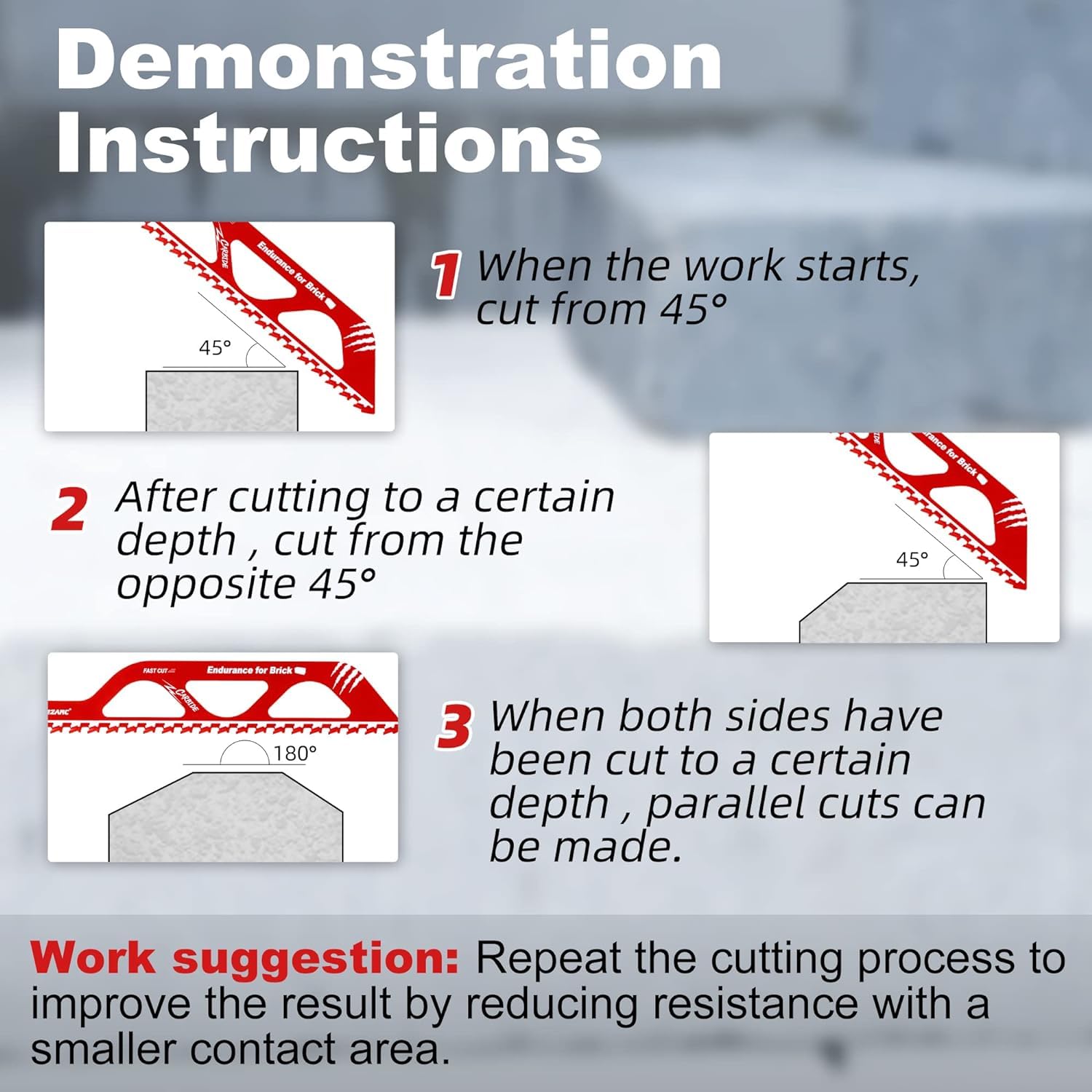 EZARC Demolition Masonry Reciprocating Saw Blade 12-Inch, Carbide Blades for Cutting Aerated Concrete and Hollow Brick, 1 Pack